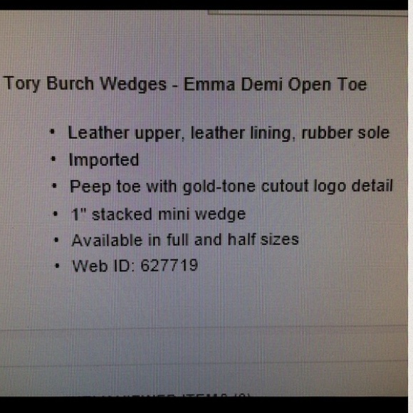 Tory Burch Emma White Gold Peep Toe Wedges - Picture 4 of 4